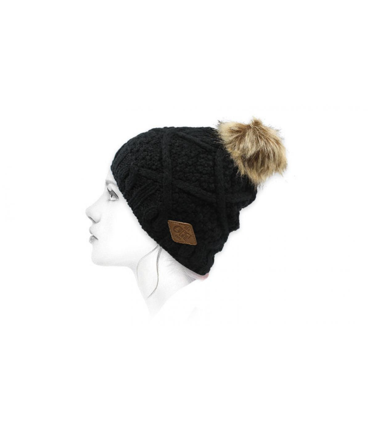 blue wool pompom beanie Jude black